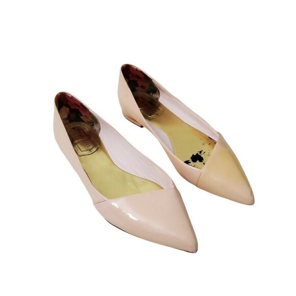 Ted Baker Ballet Flats Womens 8 Patent Leather Pale Pink Pointed Toe 39 EU - Picture 1 of 12